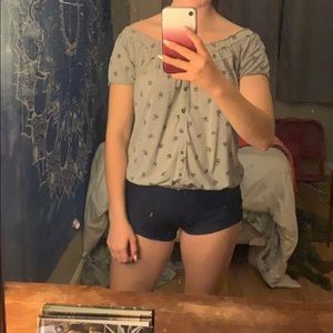 green shirt with flowers